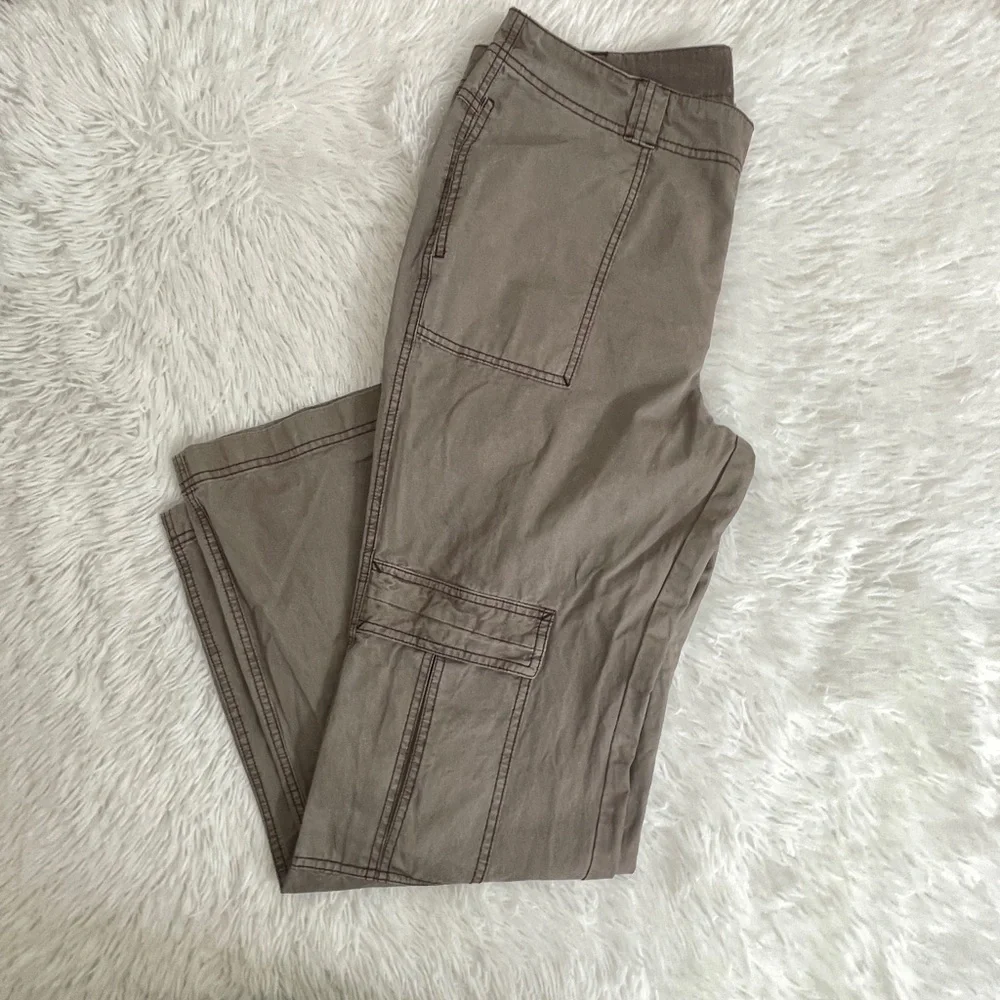 Free People The Thing Is Low-Rise Utility Pants Size 12 Wild Truffle Gray/Green - Picture 6 of 11
